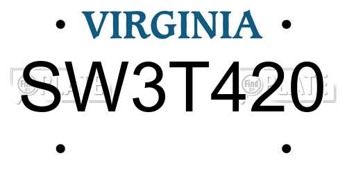SW3T420 Virginia License Plate