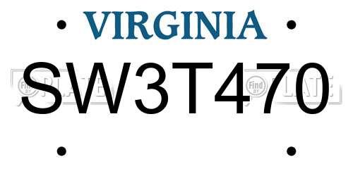 SW3T470 Virginia License Plate