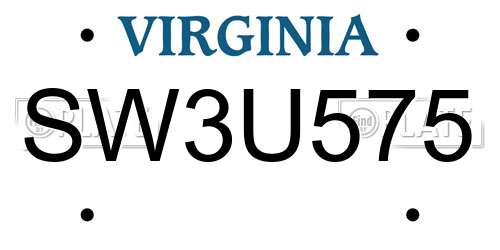 SW3U575 Virginia License Plate