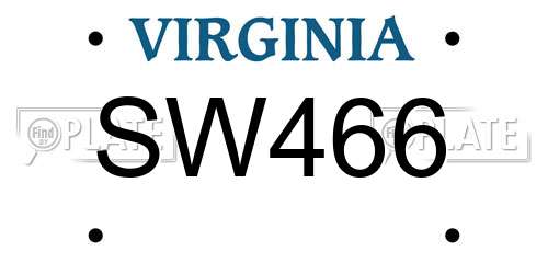 SW466 Virginia License Plate