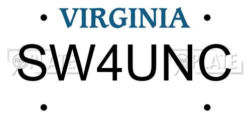 SW4UNC Virginia License Plate