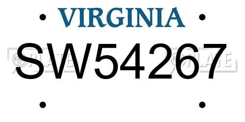SW54267 Virginia License Plate