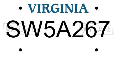 SW5A267 Virginia License Plate