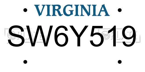 SW6Y519 Virginia License Plate