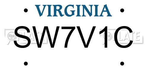SW7V1C Virginia License Plate
