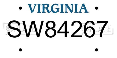 SW84267 Virginia License Plate