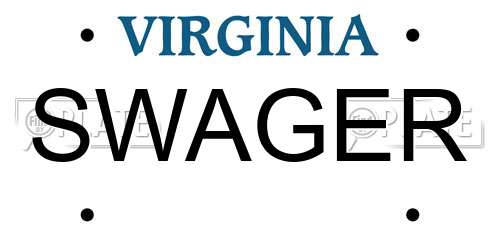 SWAGER Virginia License Plate