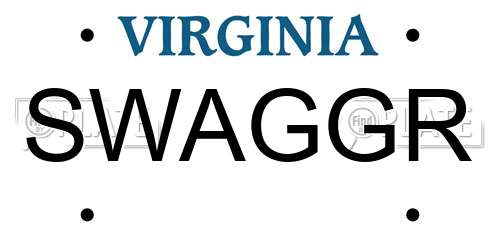 SWAGGR Virginia License Plate