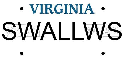 SWALLWS Virginia License Plate