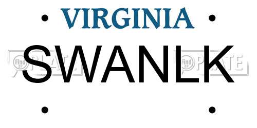 SWANLK Virginia License Plate