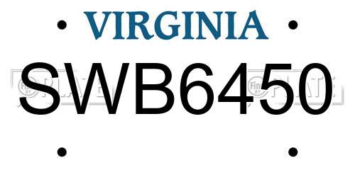 SWB6450 Virginia License Plate