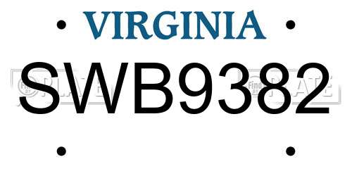 SWB9382 Virginia License Plate