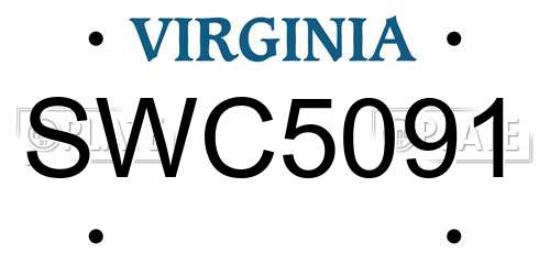 SWC5091 Virginia License Plate