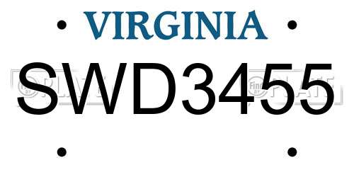 SWD3455 Virginia License Plate