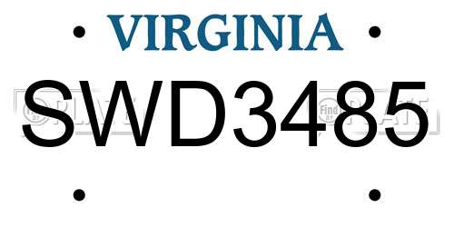 SWD3485 Virginia License Plate