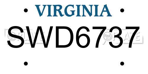 SWD6737 Virginia License Plate
