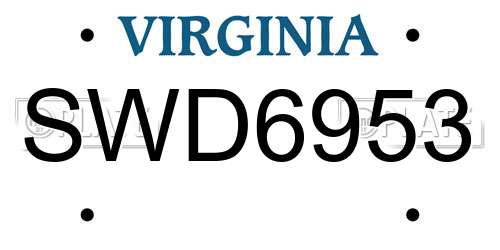 SWD6953 Virginia License Plate