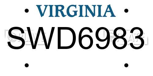 SWD6983 Virginia License Plate