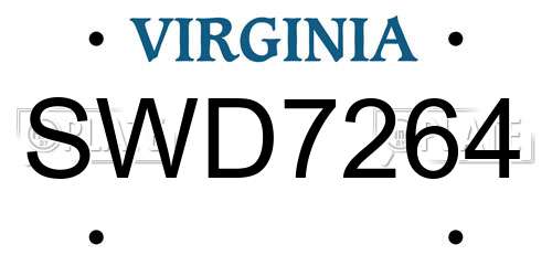 SWD7264 Virginia License Plate