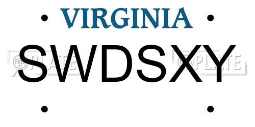 SWDSXY Virginia License Plate