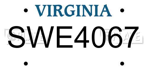 SWE4067 Virginia License Plate