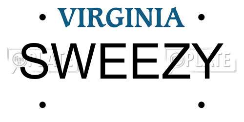 SWEEZY Virginia License Plate