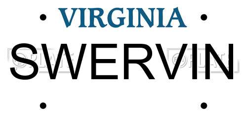 SWERVIN Virginia License Plate
