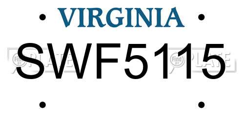 SWF5115 Virginia License Plate