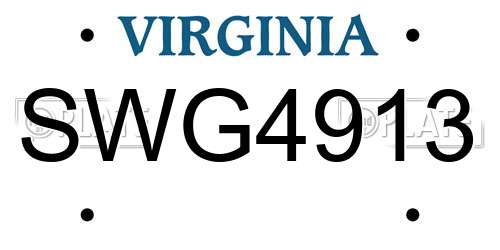 SWG4913 Virginia License Plate