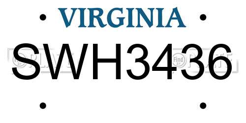 SWH3436 Virginia License Plate