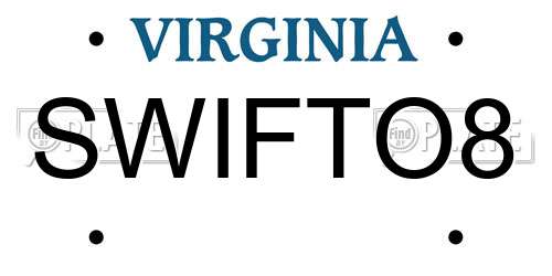 SWIFTO8 Virginia License Plate