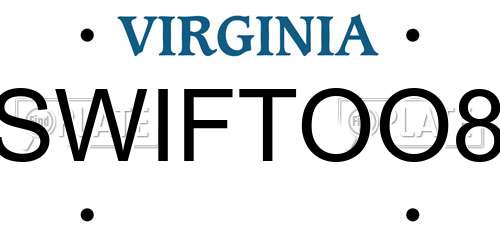 SWIFTOO8 Virginia License Plate