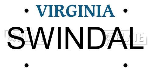 SWINDAL Virginia License Plate