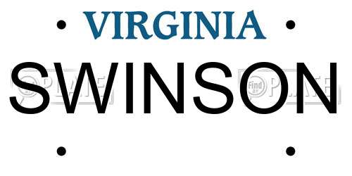 SWINSON Virginia License Plate