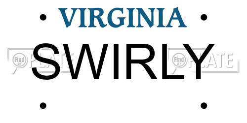 SWIRLY Virginia License Plate