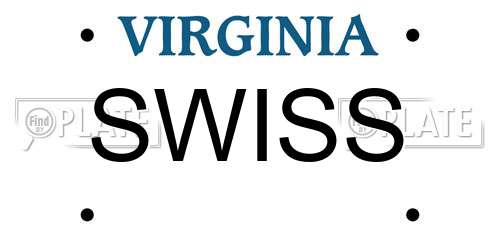 SWISS Virginia License Plate