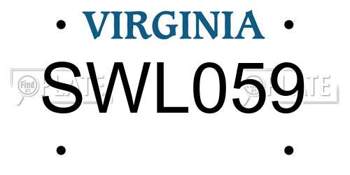 SWL059 Virginia License Plate