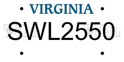 SWL2550 Virginia License Plate