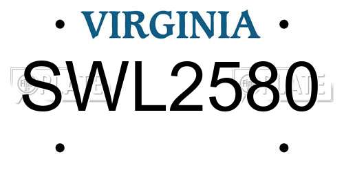 SWL2580 Virginia License Plate