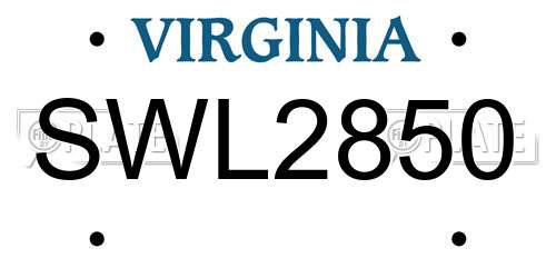 SWL2850 Virginia License Plate