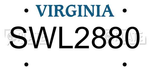 SWL2880 Virginia License Plate
