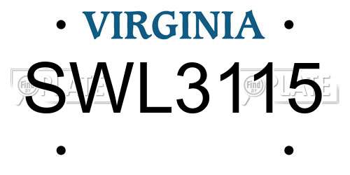 SWL3115 Virginia License Plate