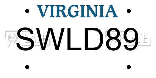 SWLD89 Virginia License Plate