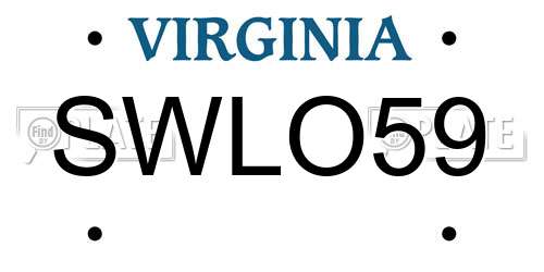 SWLO59 Virginia License Plate