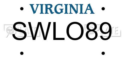 SWLO89 Virginia License Plate