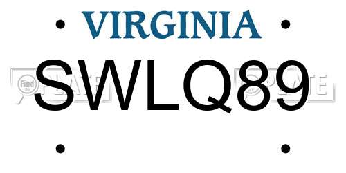 SWLQ89 Virginia License Plate