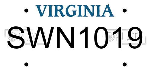 SWN1019 Virginia License Plate