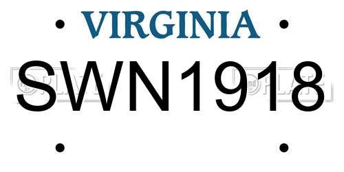 SWN1918 Virginia License Plate