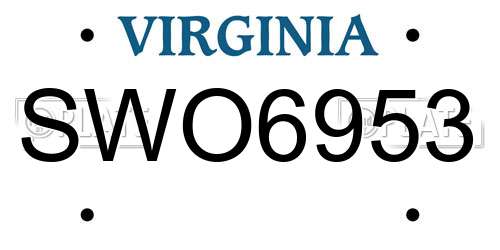 SWO6953 Virginia License Plate