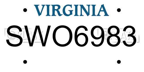 SWO6983 Virginia License Plate